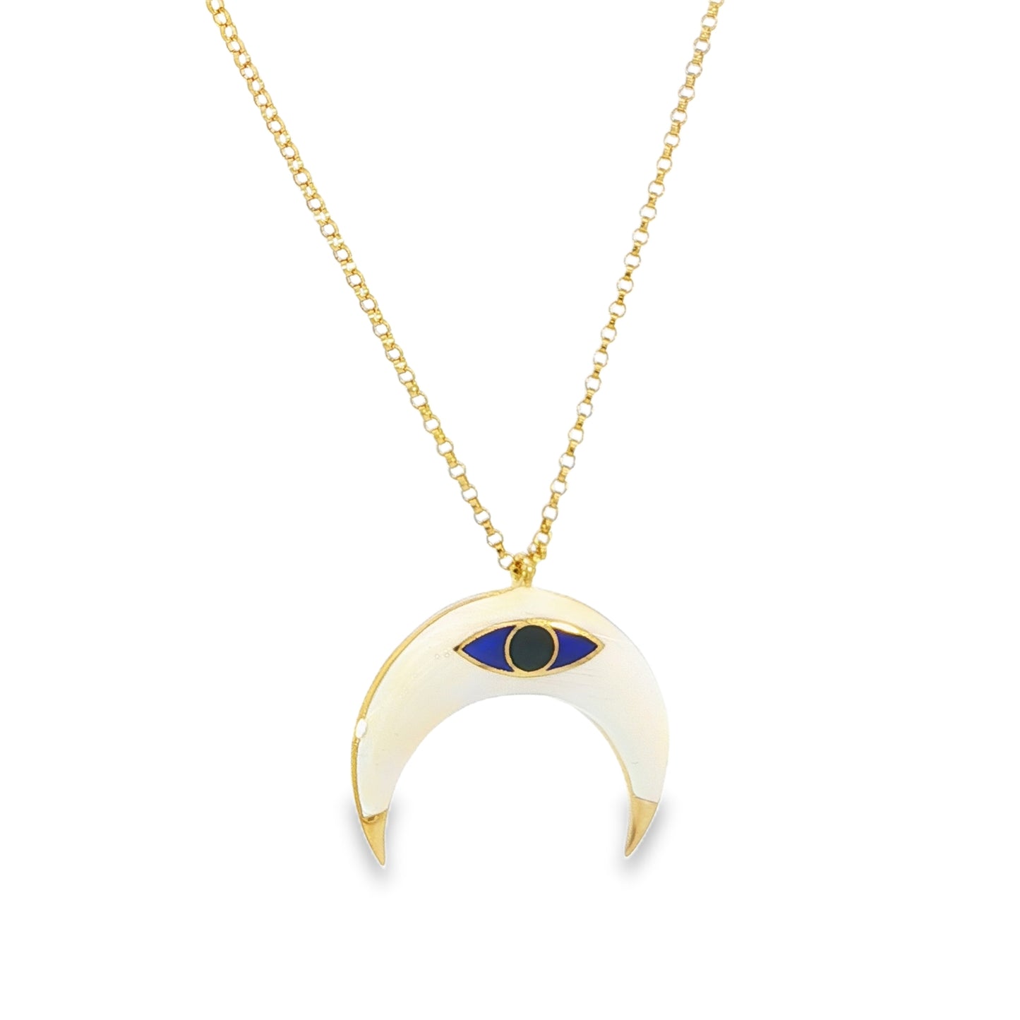 Evil Eye Enamel Horn Pendant Necklace