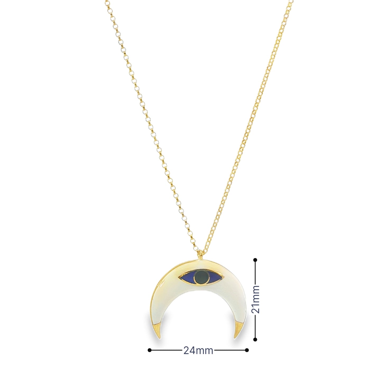 Evil Eye Enamel Horn Pendant Necklace
