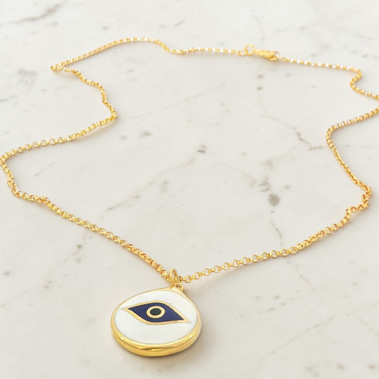 Evil Eye Enamel Pendant Necklace