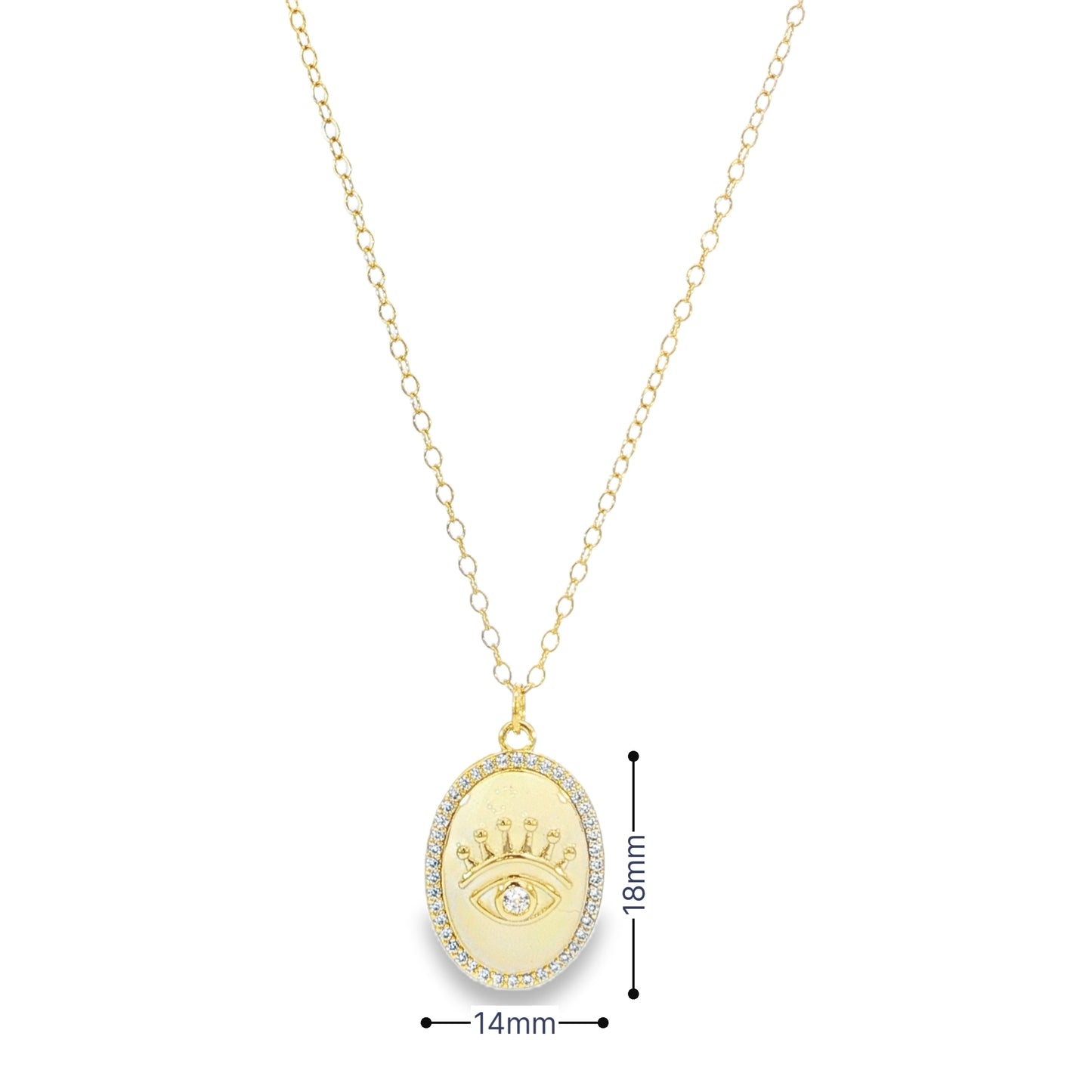 Oval Evil Eye Enamel Pendant Necklace