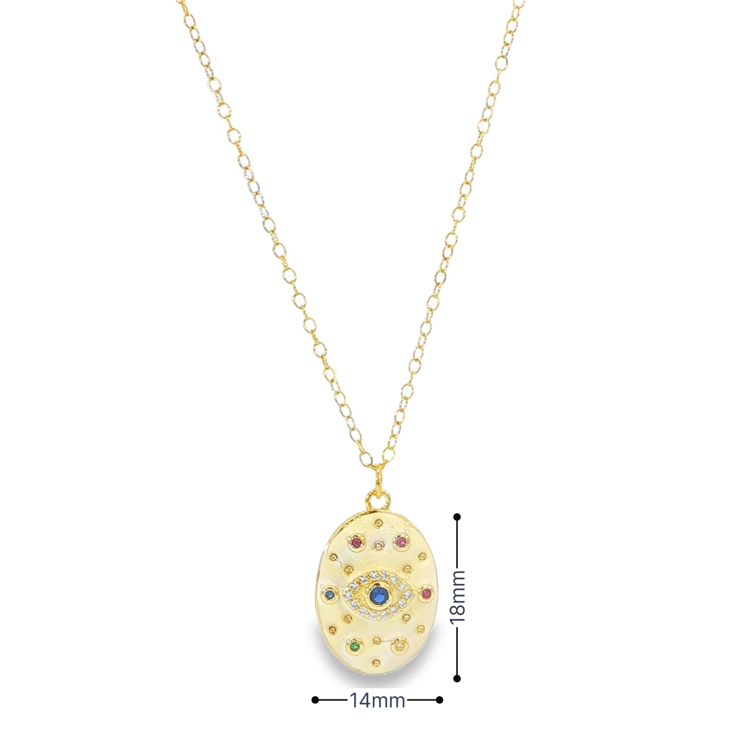Oval Evil Eye Enamel Pendant Necklace