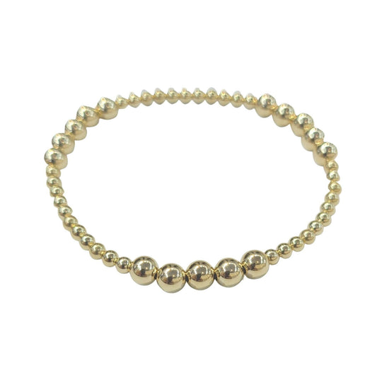 14kt Gold Filled Stacking Bracelet - 3mm and 5mm Sections Stretch Fit Tarnish-Free Ladies Beaded Jewelry