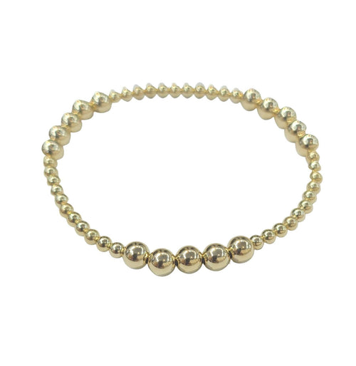 14kt Gold Filled Stacking Bracelet - 3mm and 5mm Sections Stretch Fit Tarnish-Free Ladies Beaded Jewelry