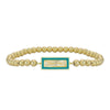 14kt Gold Filled CZ Pendant Bracelet - Beaded Stretch Stackable - Rectangular Design with Enamel