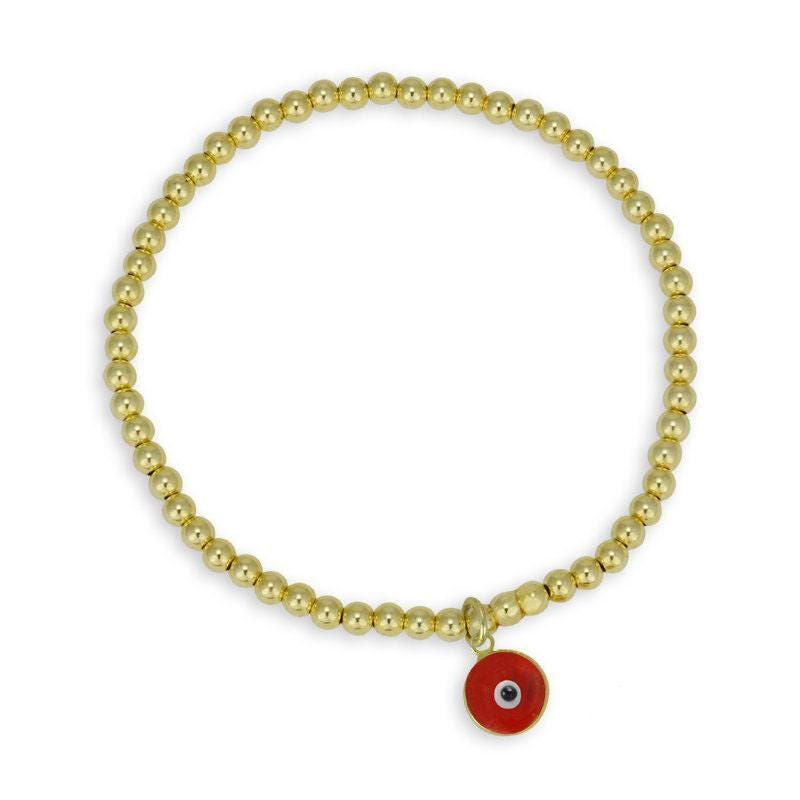 Gold Evil Eye Protection Bracelet for Women - Spiritual Stacking Stretch Evil Eye Charm