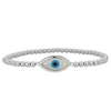 Gold Filled Evil Eye Mother of Pearl Pendant Bracelet - Good Luck Spiritual Stylish Stacking Stretch Womens Accessory