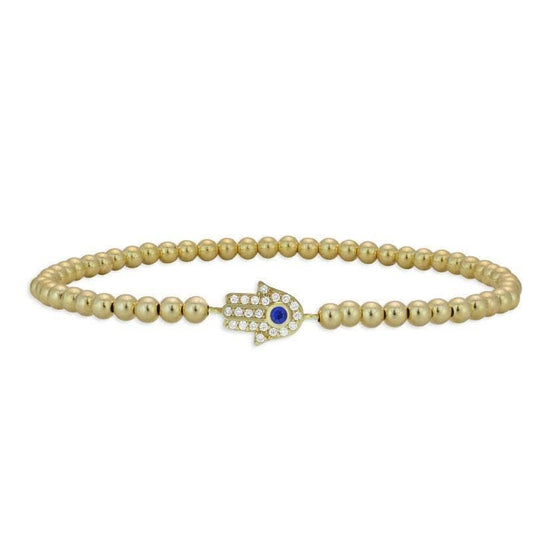 Hamsa Hand Bracelet, Evil Eye Bracelet, Stretch Stacking Bracelet