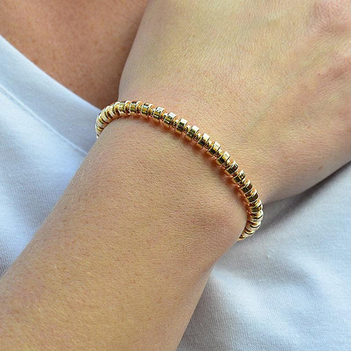 Gold Filled - Tarnish-Free 3mm  5mm Roundels Layering Stacking - Stretch Beaded Bracelet for Ladies
