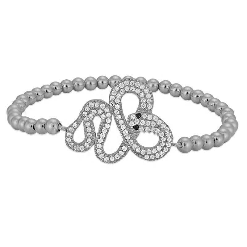 Gold Filled Snake Bracelet - Stretch Beaded Stacking Bracelet for Women