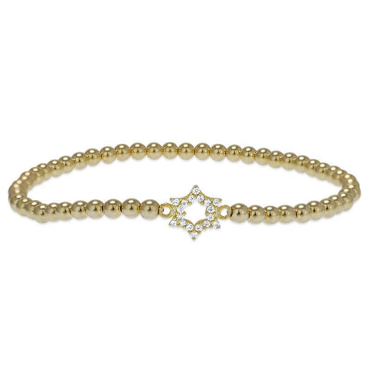 Delicate Gold Filled Beaded Star of David Stacking Bracelet - Small Wrist Bead Jewish Jewelry