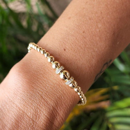 Dainty Gold Filled Cross Pendant Beaded Bracelet - Religious Women's Layering Jewelry