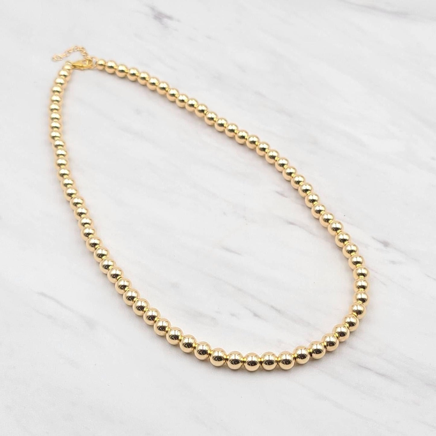 Dainty Gold Filled Layering Necklace 5mm Beaded Bohemian Bridesmaid Gift - Perfect for Women - Tarnish Free