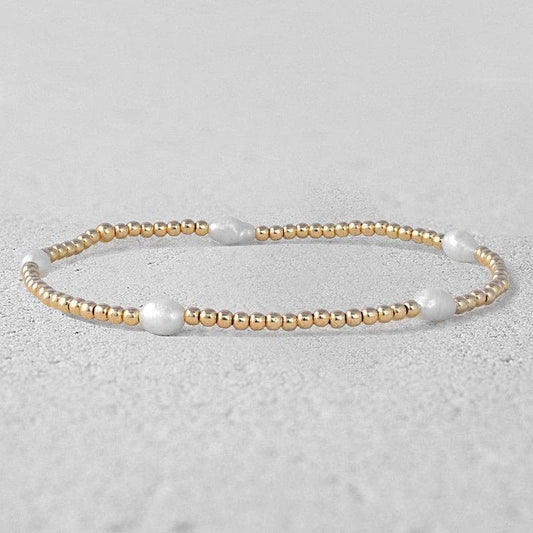 Gold Filled Pearl Bracelet, Beaded Bracelet, Boho & Hippie Bracelet
