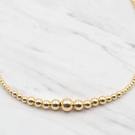 Dainty Gold Filled Beaded Necklace with Horse Shoe Charm and Cubic Zirconia for Women by Isabella Celini