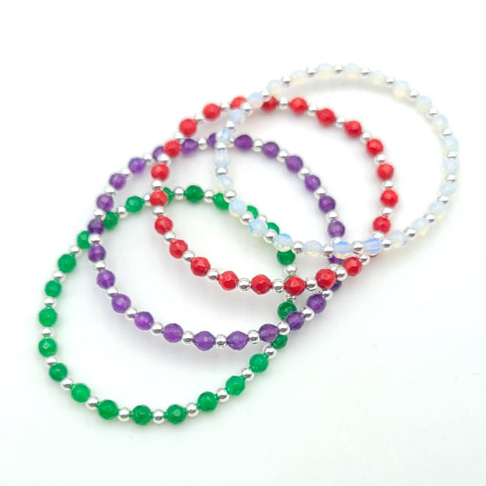 Beaded Bracelet, Boho Chic Bracelet, Stretch Stacking Bracelet