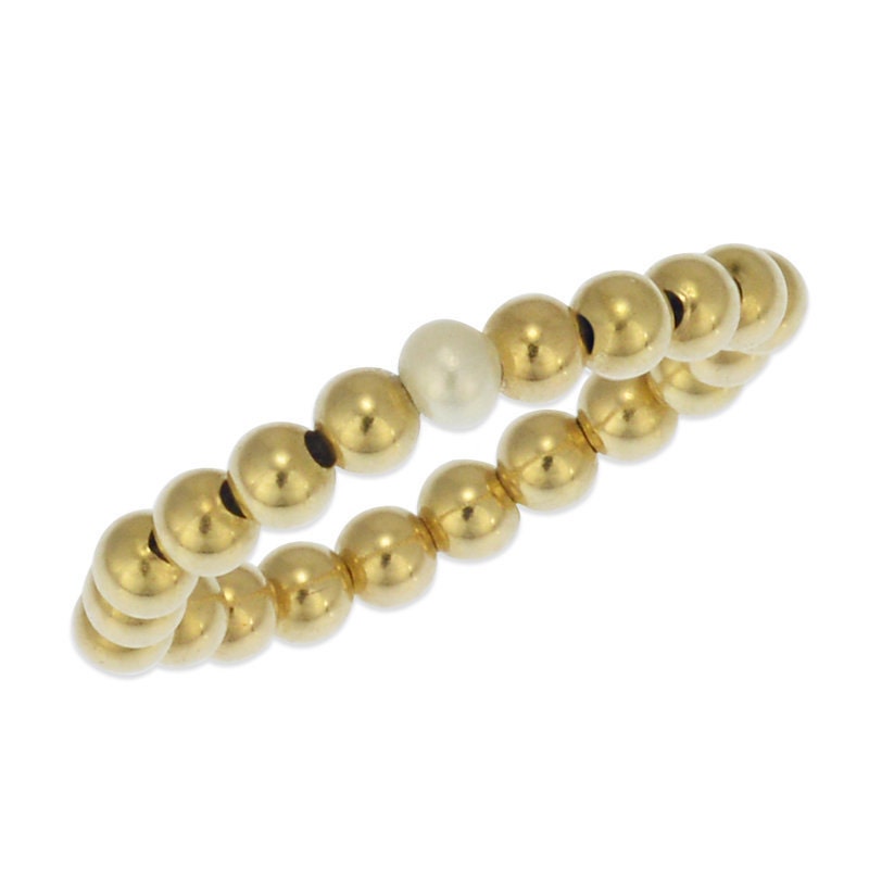 Freshwater Pearl Stretch Stacking Ring - 3mm Gold Filled Tarnish-Free  Waterproof - Ladies Ring