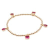 Gold Filled Beaded Charm Bracelet for Women - Cubic Zirconia Tear Drop Round and Square Charms