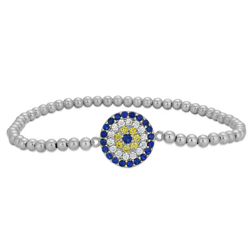 Gold Evil Eye Protection Bracelet - Women's Beaded Pendant Jewelry for Good Luck - Stacking Bracelet