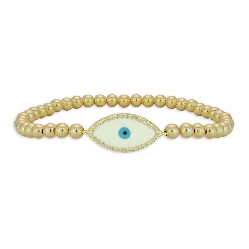 Gold Filled Beaded Evil Eye Bracelet - Delicate Spiritual Protection and Lucky Charm for Women