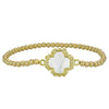 Gold Filled Beaded Cross Stacking Bracelet - Mother of Pearl Cross Pendant Bracelet - Perfect Gift