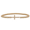 Dainty Gold Filled Cross Pendant Beaded Bracelet - Religious Women's Layering Jewelry