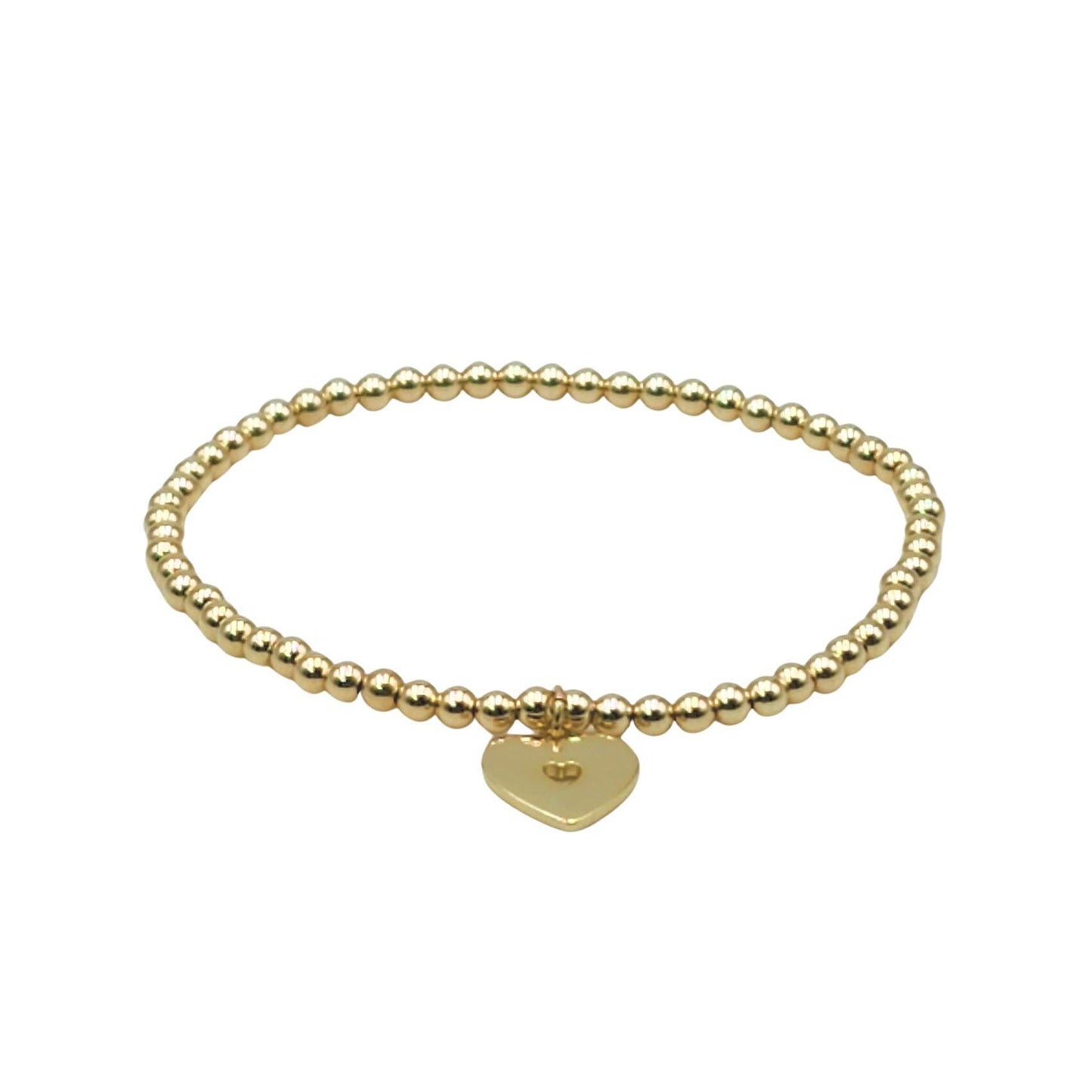14kt Gold Filled Beaded Bracelet - Dainty Heart Charm Gift for Women - Handcrafted in Miami