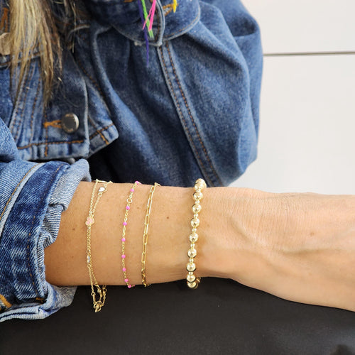 Gold Filled Beaded Stacking Bracelet - 3mm and 6mm Alternating Beads - Handcrafted Jewelry