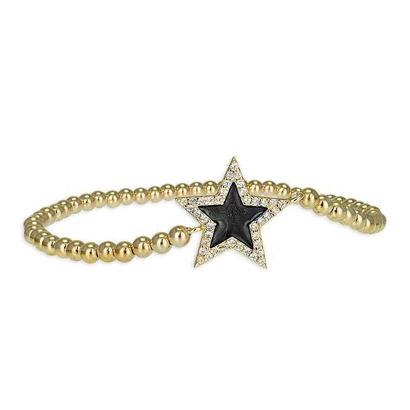 Gold Filled Beaded Star Bracelet with Enamel Finish and CZ Stackable Cubic Zirconia - Dazzling Bracelet for Any Occasion Ideal Gift