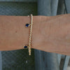 Gold Filled Beaded Charm Bracelet for Women - Cubic Zirconia Tear Drop Round and Square Charms