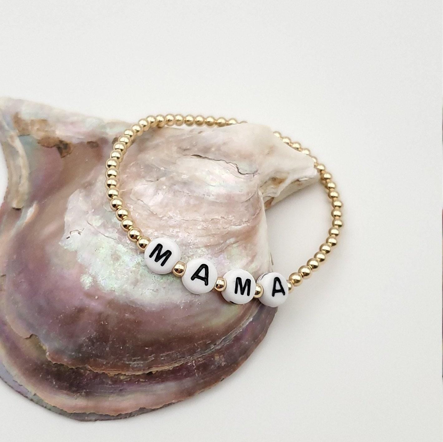 Delicate Gold Filled Mama Bracelet - Customizable Womens Stackable Jewelry