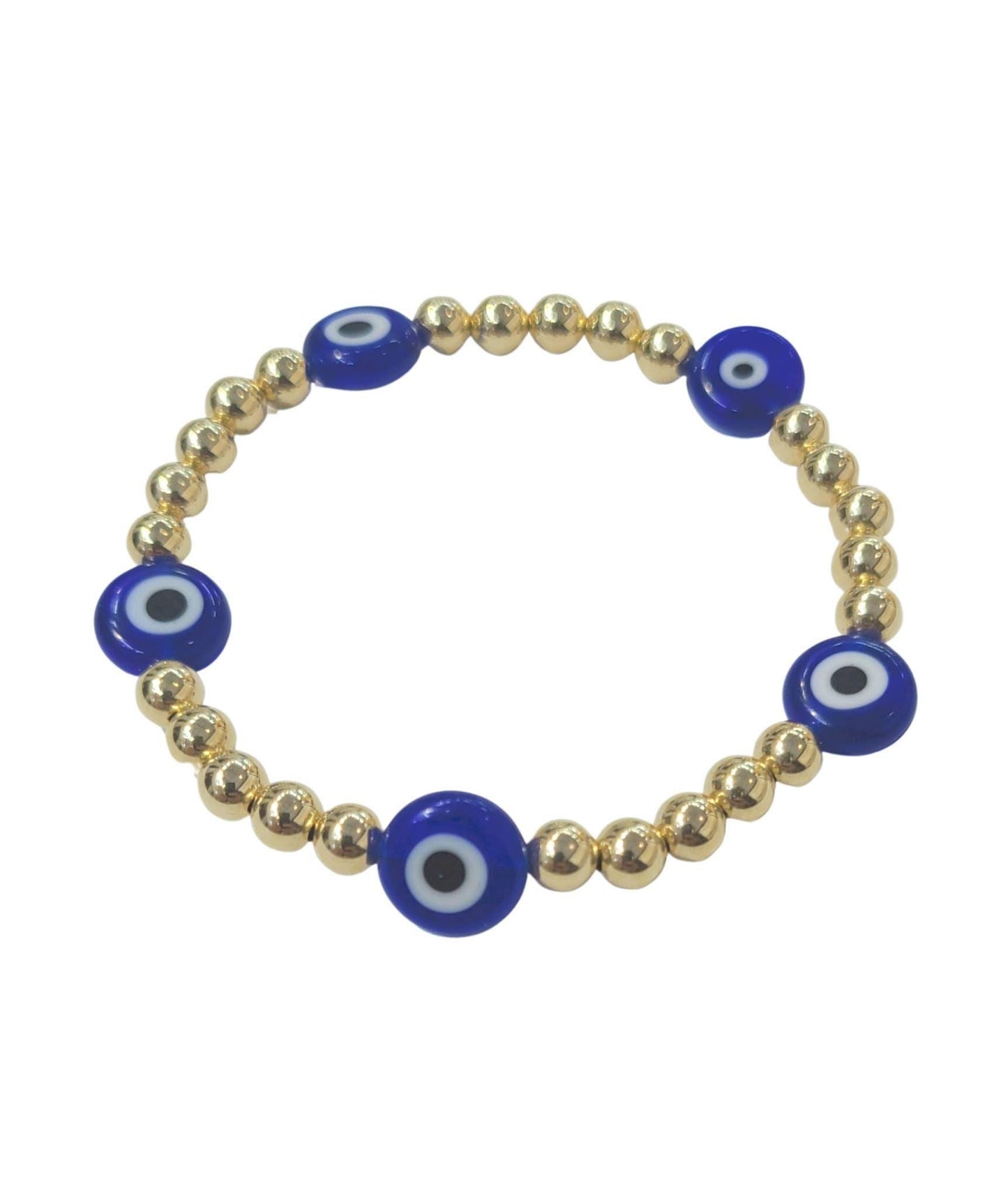 14kt Gold Filled Stretch Evil Eye Bracelet - Tarnish Free Good Luck Beaded Jewelry by Isabella Celini