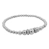 Adjustable Gold Filled Beaded Bracelet with Round CZ Pendant - Stretch Stacking Bracelet for Women
