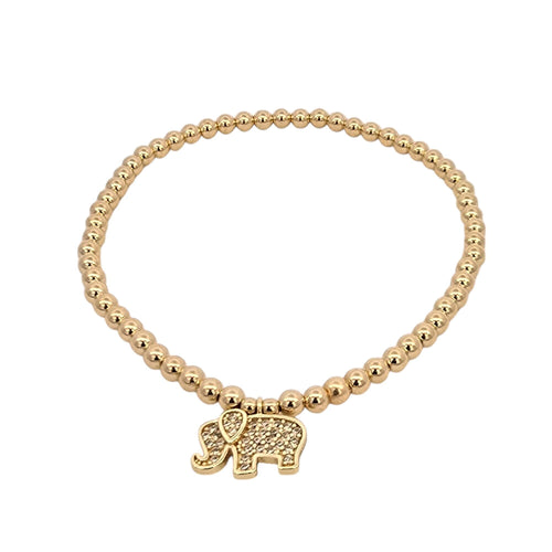 Adjustable Gold Filled Elephant Charm Bracelet - Stacking Stretch Gift for Women