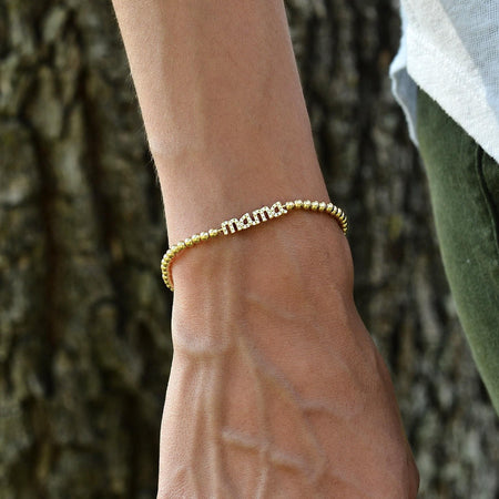 Dainty Gold Filled Cross Pendant Beaded Bracelet - Religious Women's Layering Jewelry