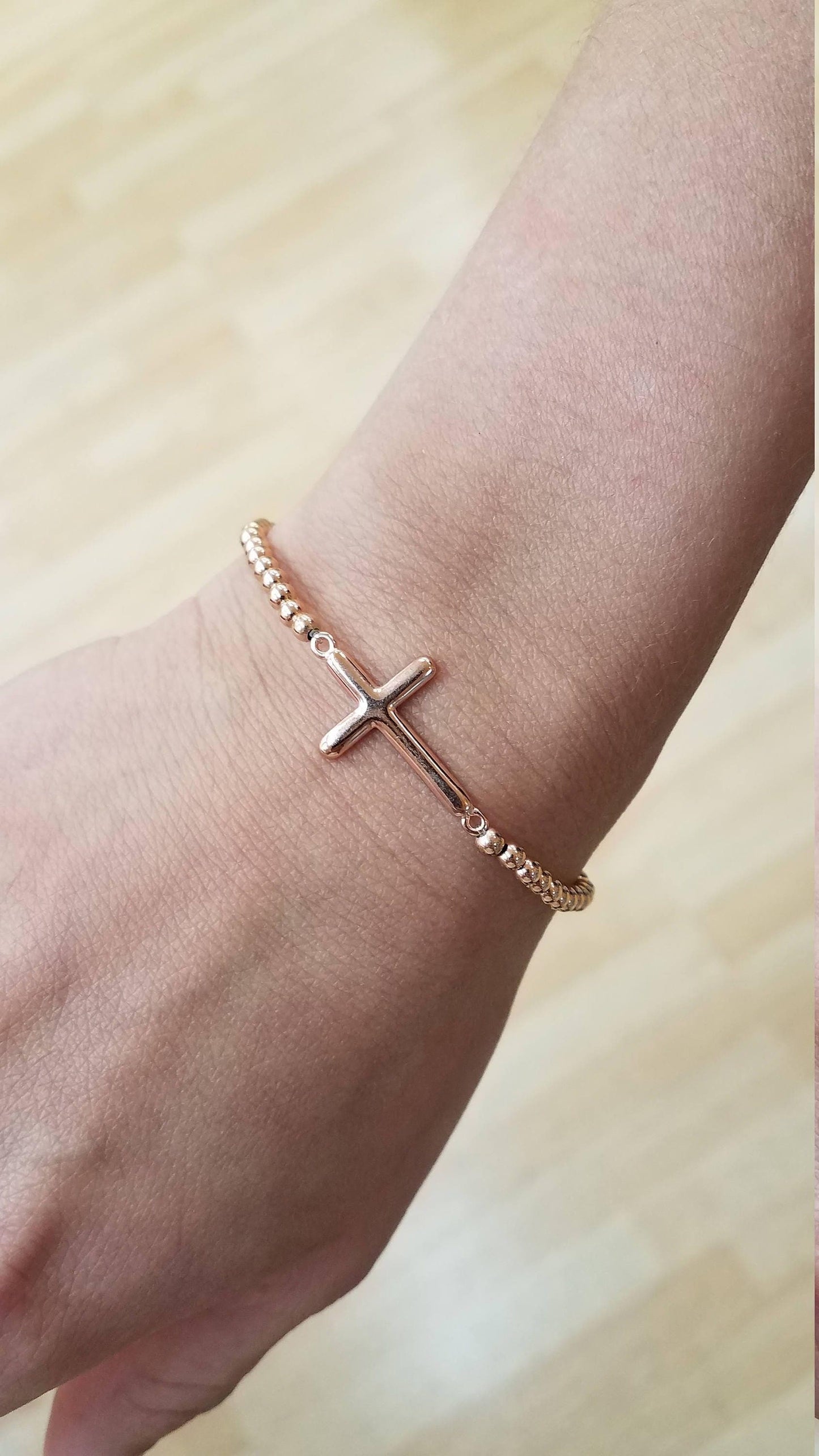Gold Filled Cross Bracelet - Religious Boho Hippie Jewelry for Women - Tarnish Free