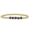 Gold Filled Beaded Bracelet with Bohemian Style and Cubic Zirconia Pave Ball - Stretch Design