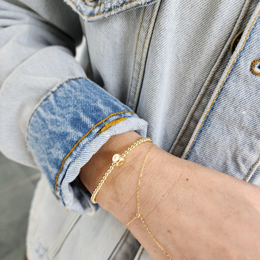 Boho Stretch Bracelet, Gold Filled Bracelet, Stacking Bracelet,