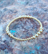14kt Gold Filled Stacking Bracelet - 3mm and 5mm Sections Stretch Fit Tarnish-Free Ladies Beaded Jewelry