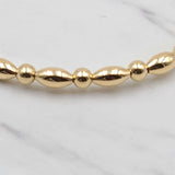 Gold Filled Beaded Anklet Bracelet - 3mm Round  5x3mm Oval Bead Boho Stretch Hippie Bracelet - Non Tarnish Jewelry