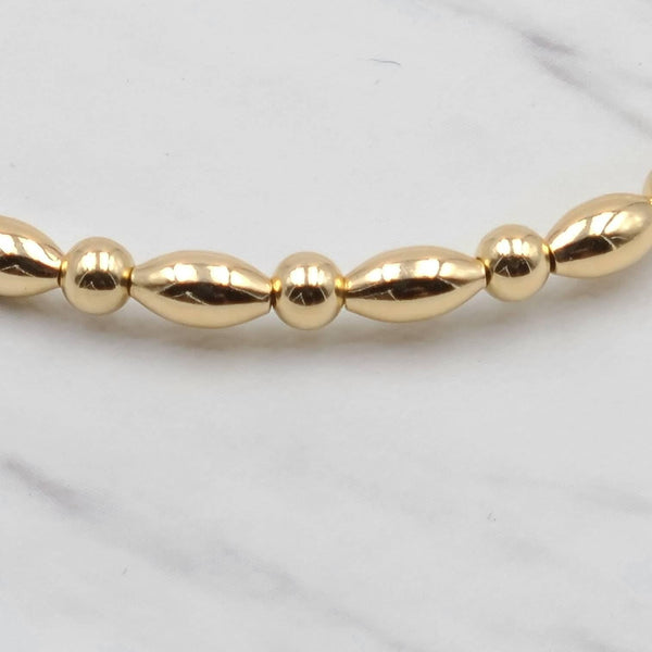 Gold Filled Beaded Anklet Bracelet - 3mm Round  5x3mm Oval Bead Boho Stretch Hippie Bracelet - Non Tarnish Jewelry