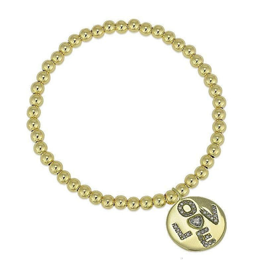 Love Bracelet, Cubic Zirconia Bracelet, Heart Bead Bracelet