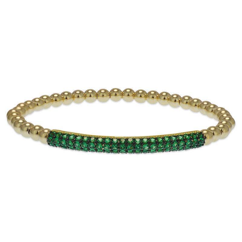 Gold Filled Cubic Zirconia Stacking Bracelet - Various Color Options Available - Pave Bar Design