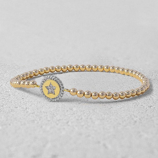 Disc Bracelet, Celestial Star Bracelet, CZ Beads Bracelet