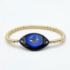 Evil Eye Protection Bracelet - Spiritual Good Luck Charm with Gold Filled Beads - Stretch Stackable Bracelet