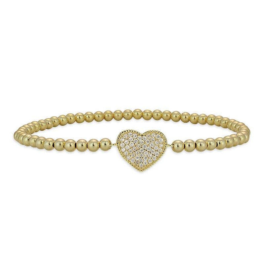 Gold Stack Bracelet, Gold Filled Bracelet, Heart Bracelet,