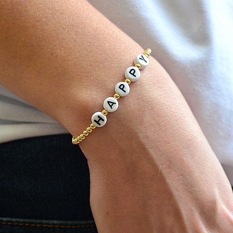 Letter Bracelet, Custom Word Bracelet, Gold Name Bracelet,