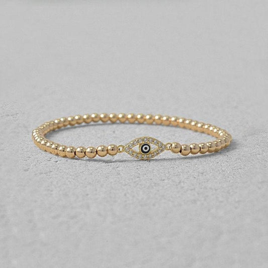 Cubic Zirconia Bracelet, Evil Eye Bracelet, Stretch Stacking Bracelet