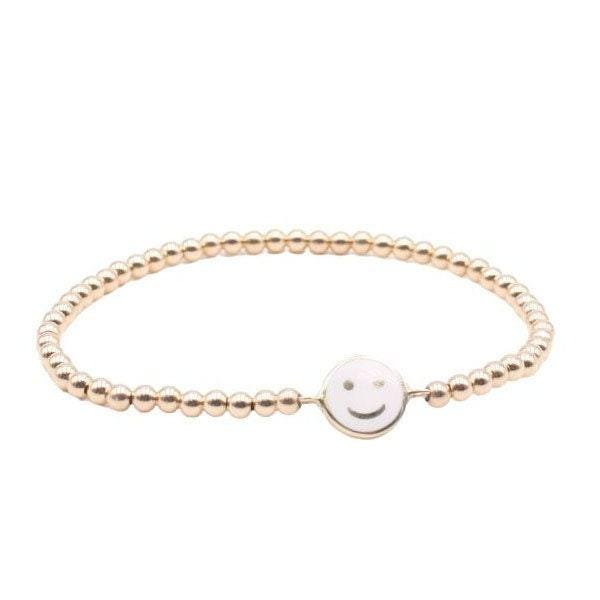 Gold Filled Emoji Smiley Face Stacking Bracelet - Enamel Colors Available