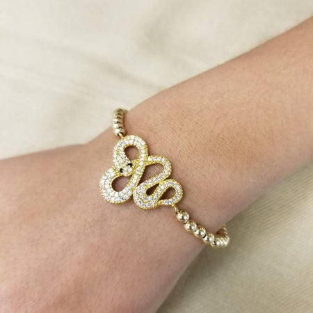Dainty Gold Filled Cross Pendant Beaded Bracelet - Religious Women's Layering Jewelry