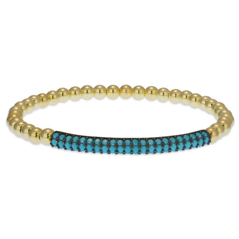 Gold Filled Cubic Zirconia Stacking Bracelet - Various Color Options Available - Pave Bar Design